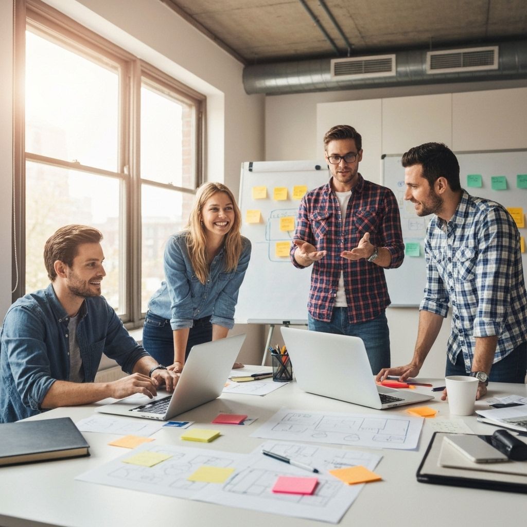 Équipe d'agence web travaillant sur des projets clients